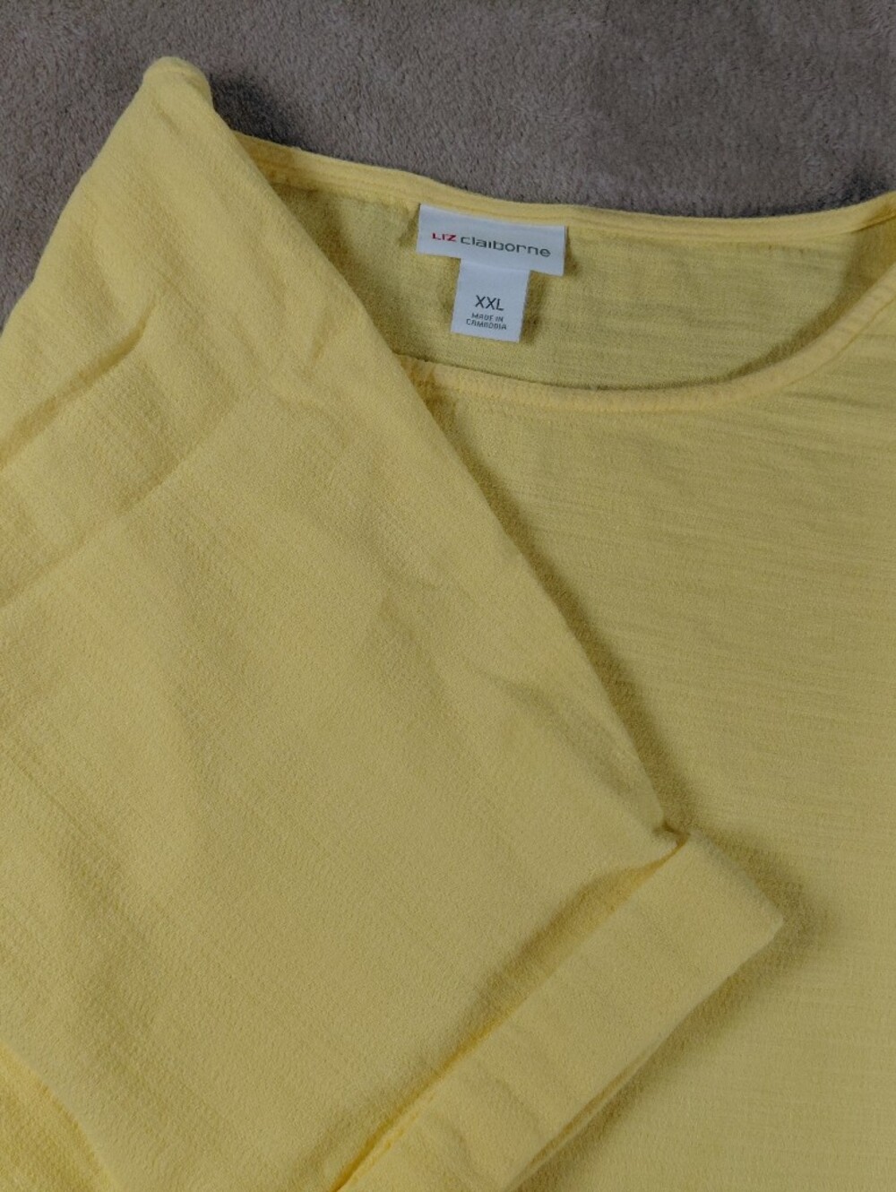 Liz Claiborne Women's Short Sleeve Yellow Blouse